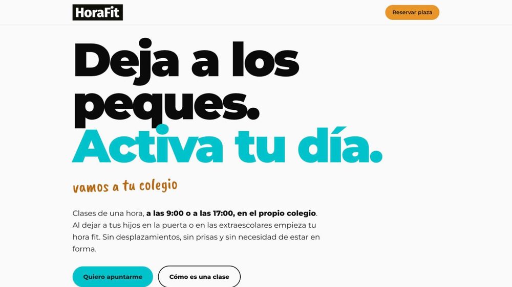 Página de inicio de la web de HoraFit